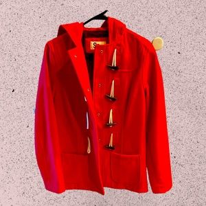 RED Ladies Winter Pea Coat